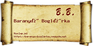 Baranyó Boglárka névjegykártya